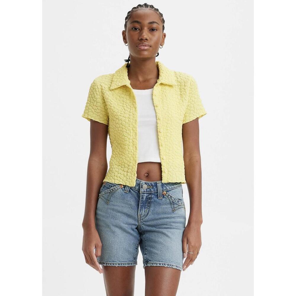 Levi's Yellow Cloud Button Up Top, Women's Small, NWOT